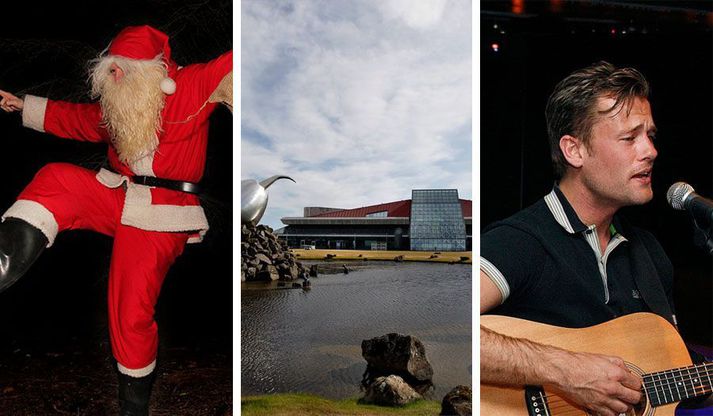 Jólaballið var haldið í troðfullum brottfararsal flugstöðvarinnar.