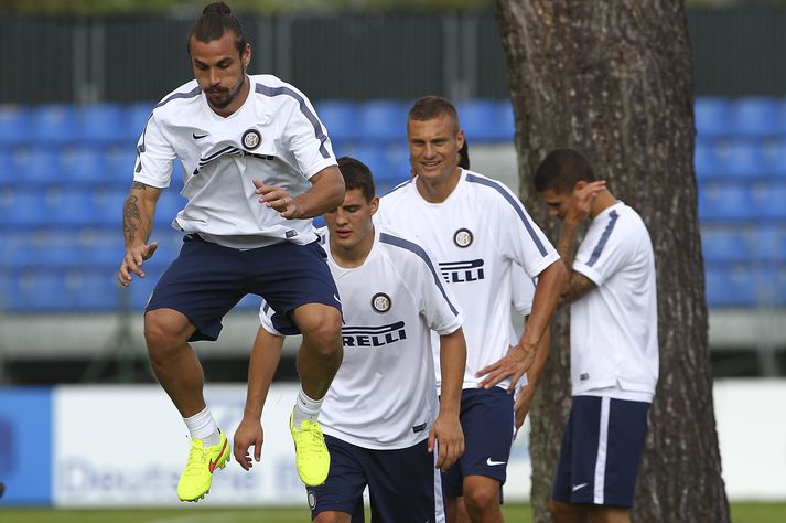 Osvaldo, Kovacic og Vidic á æfingu Inter á dögunum.