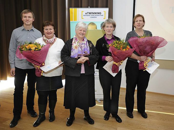 Guðmundur Ingi Markússon, verkefnisstjóri eTwinning, Fjóla Þorvaldsdóttir frá Furugrund og Anne Gilleran.