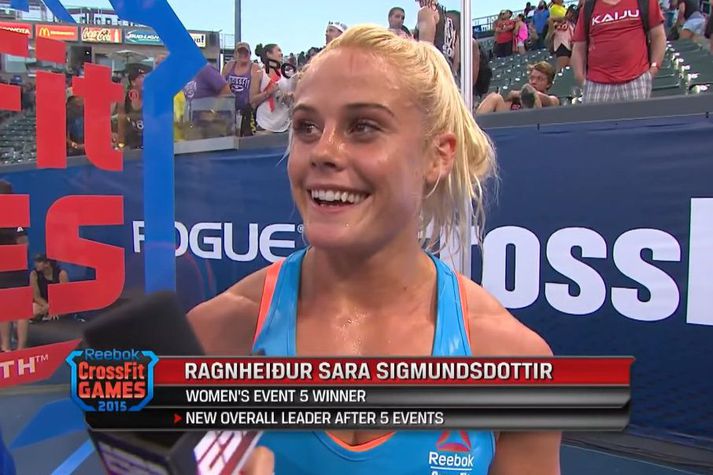 Sara Sigmundsdóttir í viðtali eftir þessa frábæru frammistöðu sína.