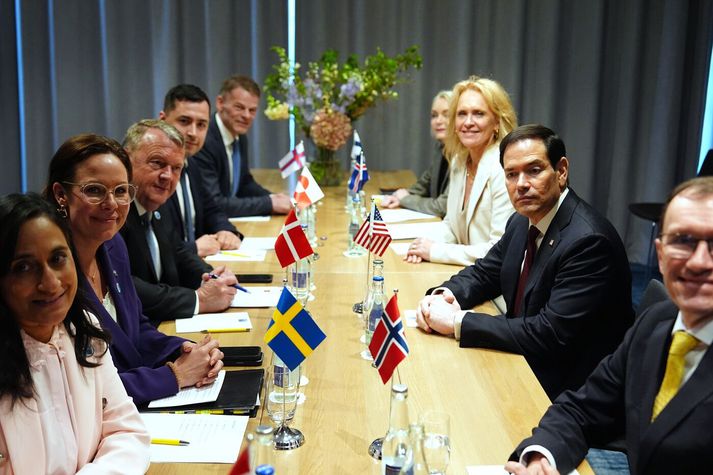 Frá fundinum í Svíþjóð í dag. Þar var meðal annars verið að leggja grunninn að leiðtogafundi NATO í Tyrklandi í sumar.