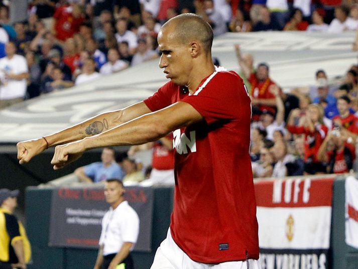 Gabriel Obertan fagnaði marki sínu með léttum danssporum.