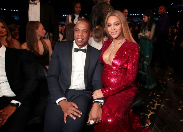 Jay Z og Beyoncé á Grammy verðlaunahátíðinni í febrúar síðastliðnum.