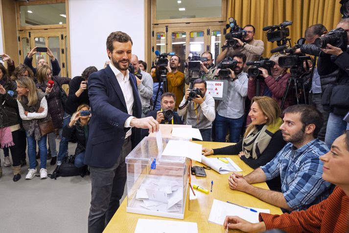 Pablo Casado er formaður hægriflokksins Partido Popular.