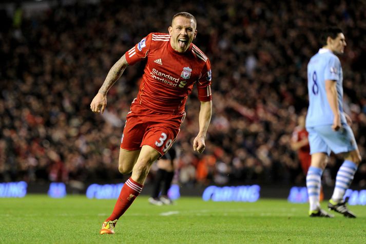 Craig Bellamy fagnar hér einu marka sinna sem leikmaður Liverpool.