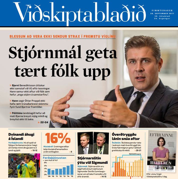 Forsíða Viðskiptablaðsins sem kom út í dag.