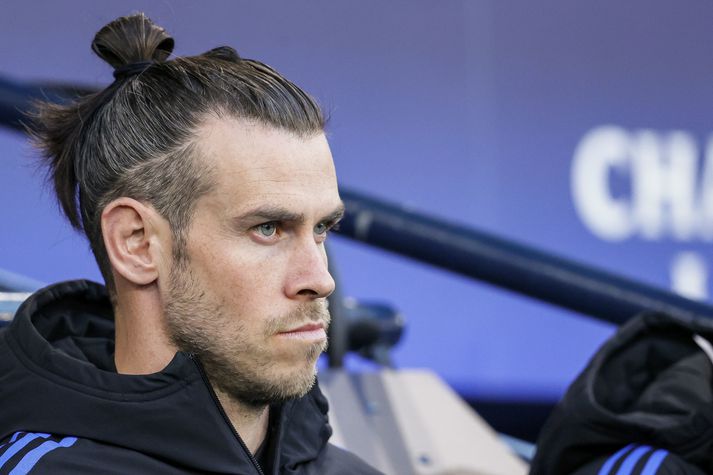 Gareth Bale á varamannabekk Real Madríd gegn Manchester City í undanúrslitum Meistaradeildar Evrópu.