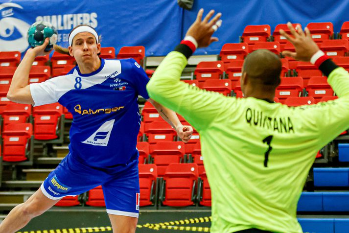 Alfredo Quintana, markvörður Portúgals, segir liðið ætla sér langt á HM. Bjarki Már Elísson og félagar í íslenska landsliðinu eru fyrsta hindrunin.