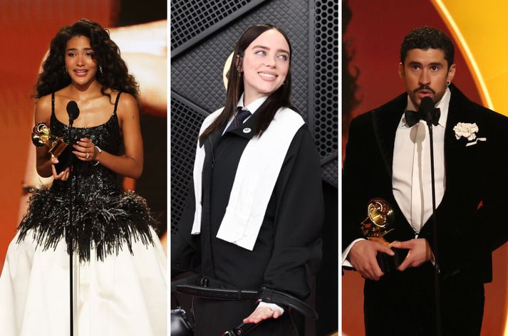 Olivia Dean, Billie Eilish og Bad Bunny eru meðal þeirra listamanna sem fengu Grammy-verðlaun sem nýttu tækifærið til að senda skilaboð.