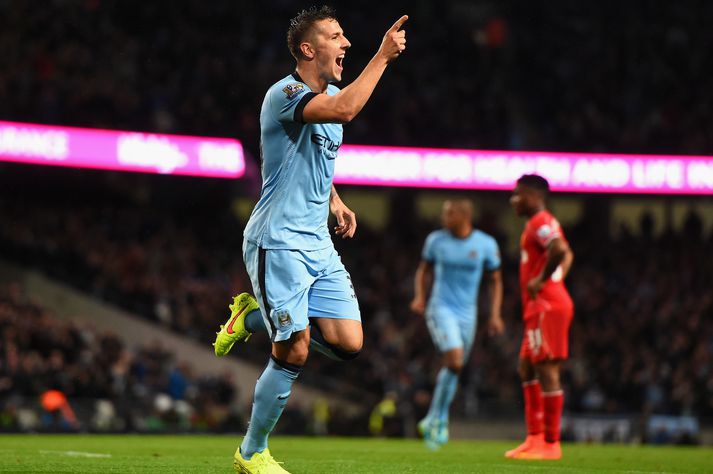Stevan Jovetic fagnar marki sínu.