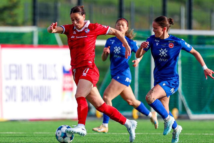 Sara Björk Gunnarsdóttir skoraði úr tveimur vítaspyrnum í dag.