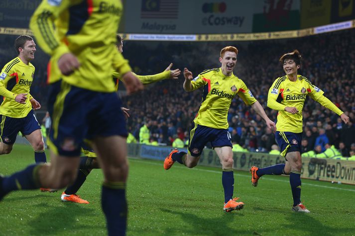 Jack Colback fagnar hér jöfnunarmarki sínu.