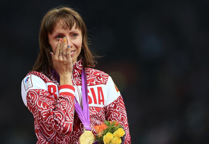 Savinova vann gull í 800 metra hlaupi á ÓL í London 2012. Hún er sögð hafa unnið með svindli.