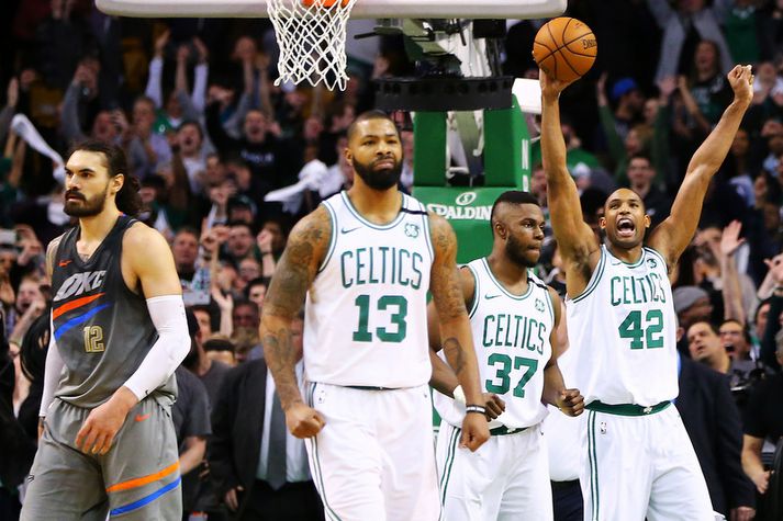 Marcus Morris fór fyrir Celtics í nótt.