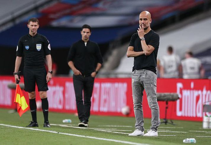 Pep Guardiola í undanúrslitaleiknum á dögunum.