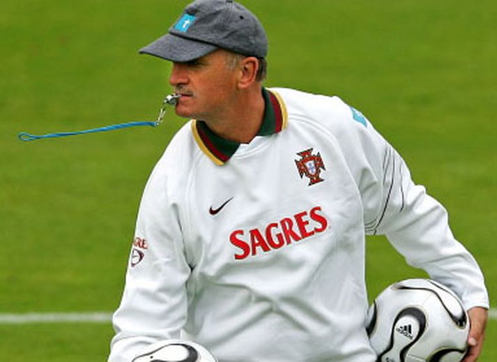 Þjálfari Portúgal Luiz Felipe Scolari á æfingu potúgalska landsliðsins í byrjun júní.