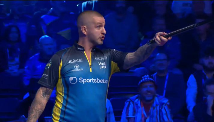 Jayson Shaw var reiður út í áhorfanda en lét það ekki koma í veg fyrir öruggan sigur.