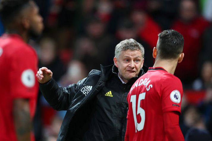 Ole Gunnar Solskjaer ætlar ekki að taka neina áhættu.  Hér lætur hann Andreas Pereira heyra það.