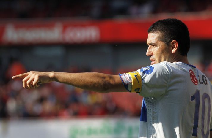 Riquelme lagði upp bæði mörk Boca Juniors á Emirates í dag.