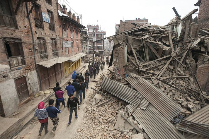 Skemmdirnar í Kathmandu eru miklar.