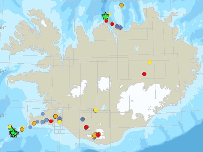 Á þessu korti Veðurstofunnar sést hvar skjálftinn varð.