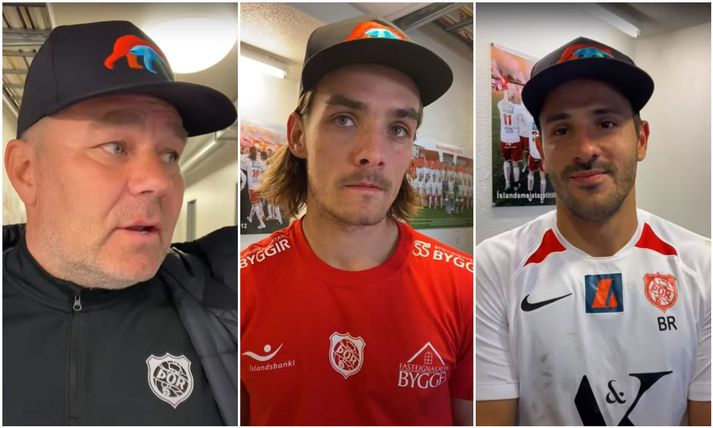 Páll Viðar Gíslason þjálfari Þórs, Jónas Björgvin Sigurbergsson og Alvaro Montejo mættu með þessa derhúfu í viðtal við Fótbolta.net á föstudaginn.