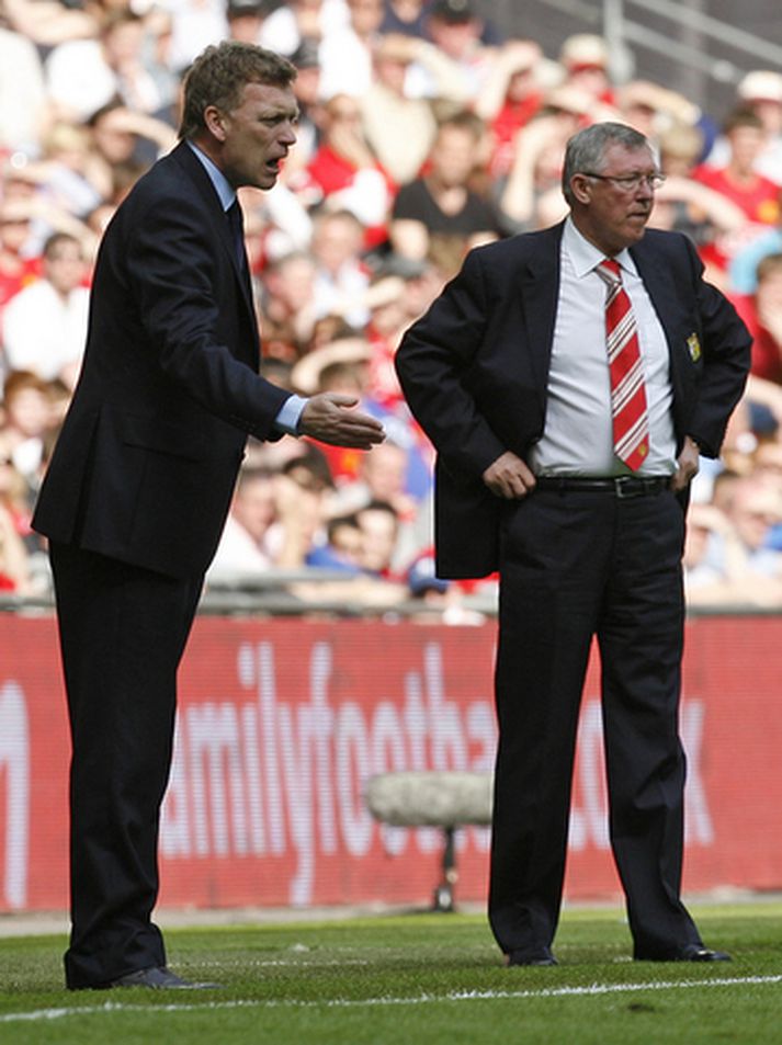 David Moyes og Sir Alex Ferguson.