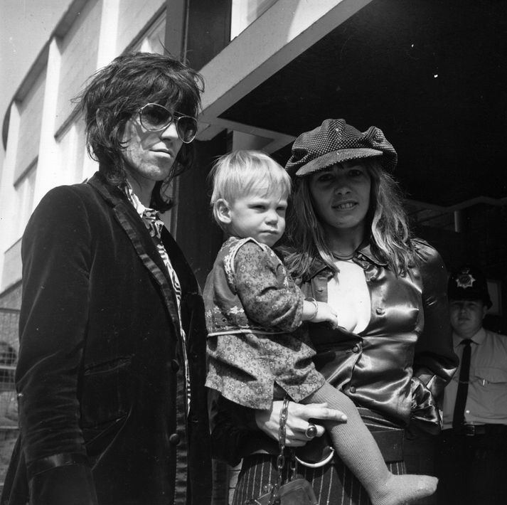 Keith Richards, sonurinn Marlon og Anita Pallenberg.