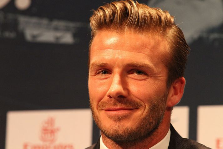 David Beckham á fundinum í dag.