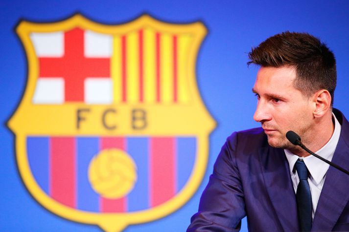 Lionel Messi kvaddi Barcelona grátandi í ágúst 2021.