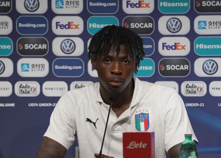 Moise Kean hress og kátur.