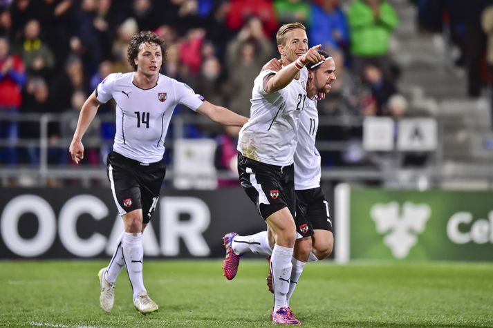 Marc Janko skoraði sigurmark Austurríkismanna gegn Rússum í Rússlandi.