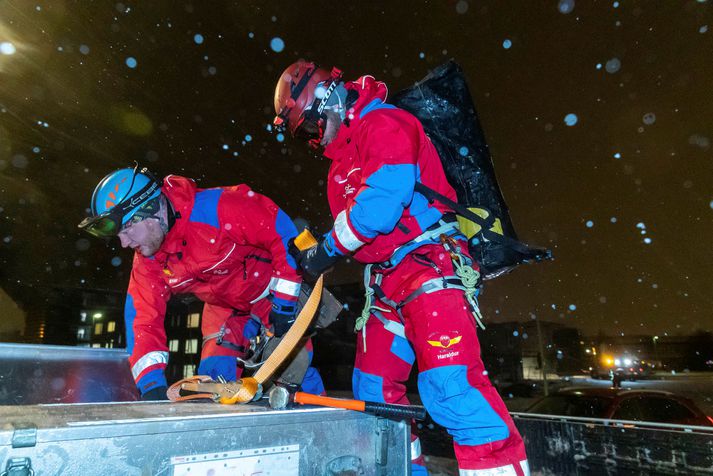 Þessi mynd er tekin í vonskuveðri sem gekk yfir landið um miðjan desember í fyrra.