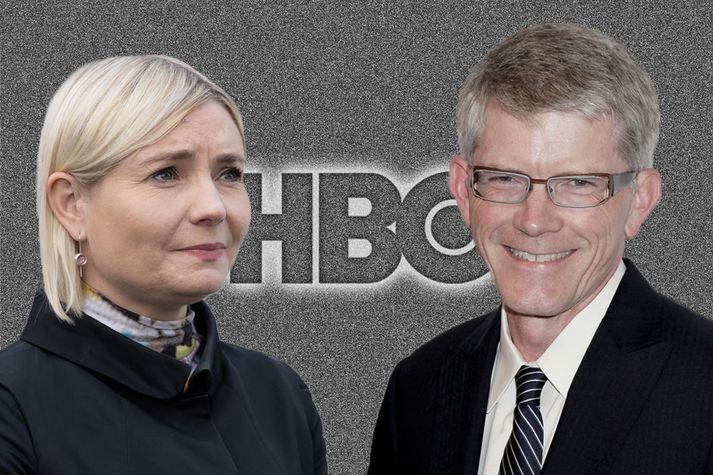 Lilja Alfreðsdóttir mennta- og menningarmálaráðherra og Jay Roewe, einn aðstoðarforstjóra HBO.