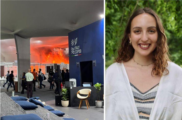 Laura birti mynd af eldinum þegar hún lét vini og vandamenn vita að hún væri óhult.