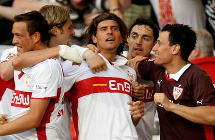 Mario Gomez fagnar marki með Stuttgart í vetur