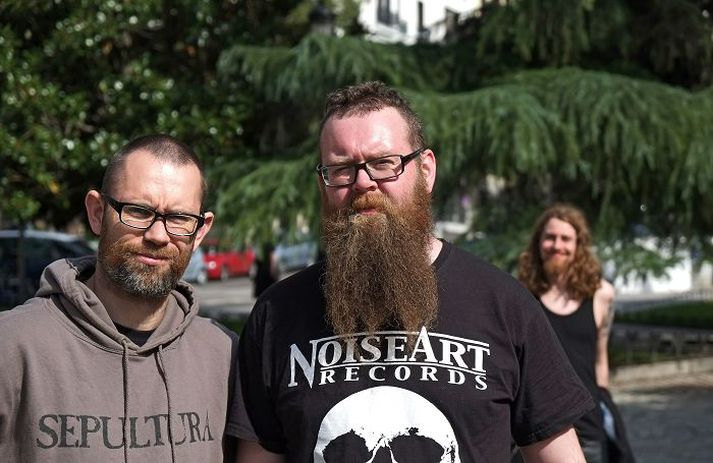 Björgvin Sigurðsson (til vinstri) og Snæbjörn Ragnarsson á tónleikaferðalaginu um Evrópu.