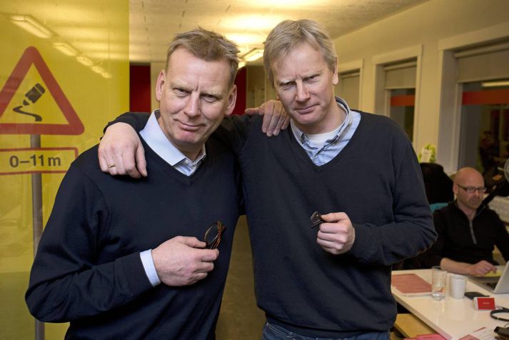 Samstarfsmenn á Pipar. Ekki þarf að velta því lengi fyrir sér af hverju Sævar valdist til að fara með hlutverk Sigmundar Ernis í Áramótaskaupinu.