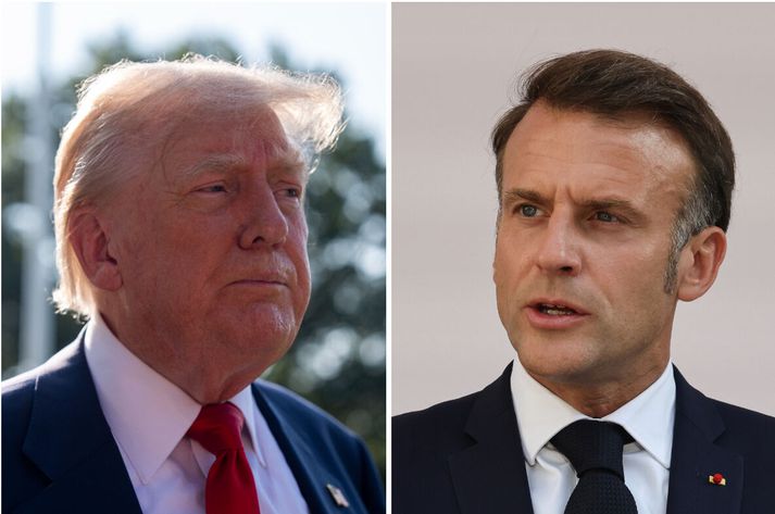 Donald Trump segir að Macron sé fínn gaur en það sem hann hafi að segja um sjálfstætt ríki Palestínu skipti engu máli.