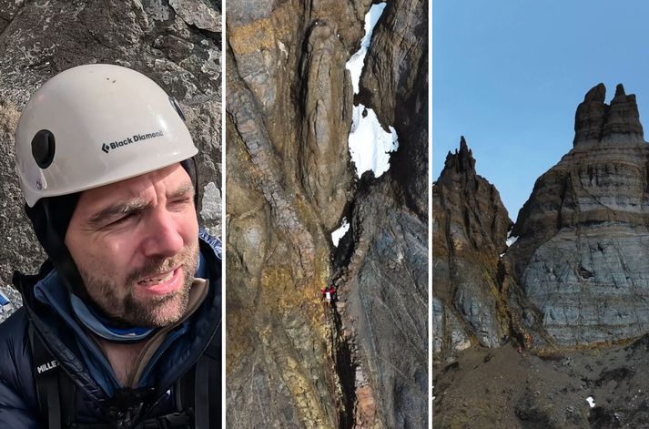 Garpur og félagar gengu langa leið að Humarkló og reyndist hægara sagt en gert að klífa fjallið.