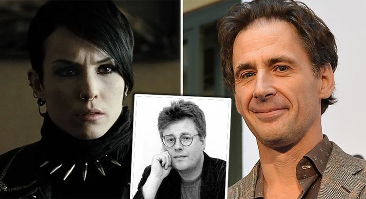 Noomi Rapace í hlutverki Lisbeth Salander, Stieg Larsson og David Lagercrantz.