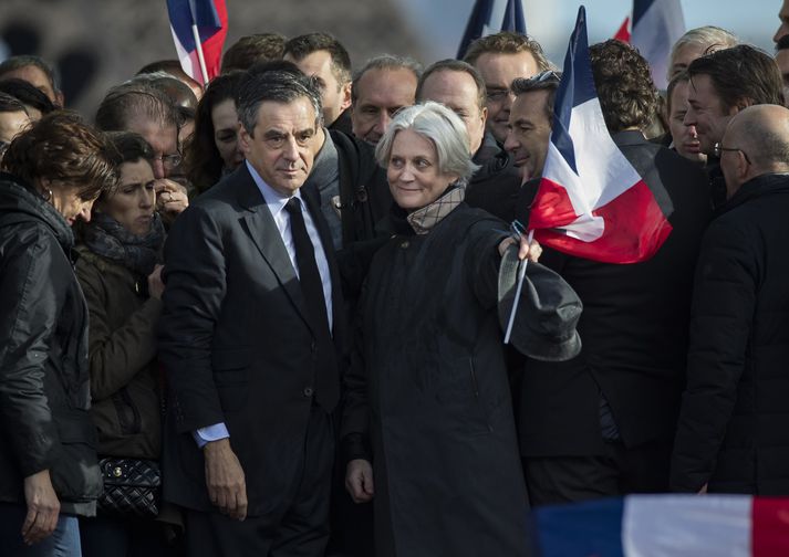 Francois Fillon, ásamt eiginkonu sinni, Penelope Fillon.