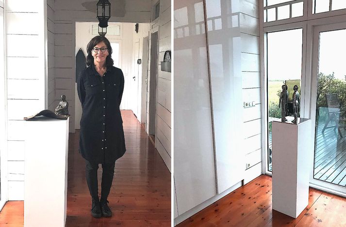 Steinunn er með fjöldann allan af verkum í bústað þeirra hjóna undir Eyjafjöllum. 