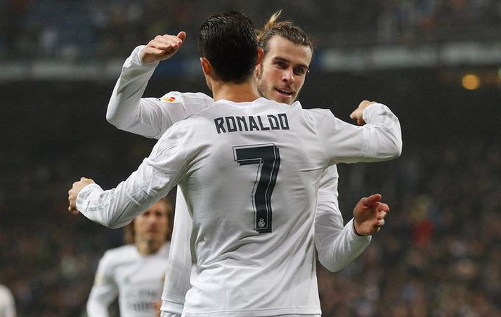 Bale og Ronaldo fagna marki í vetur.