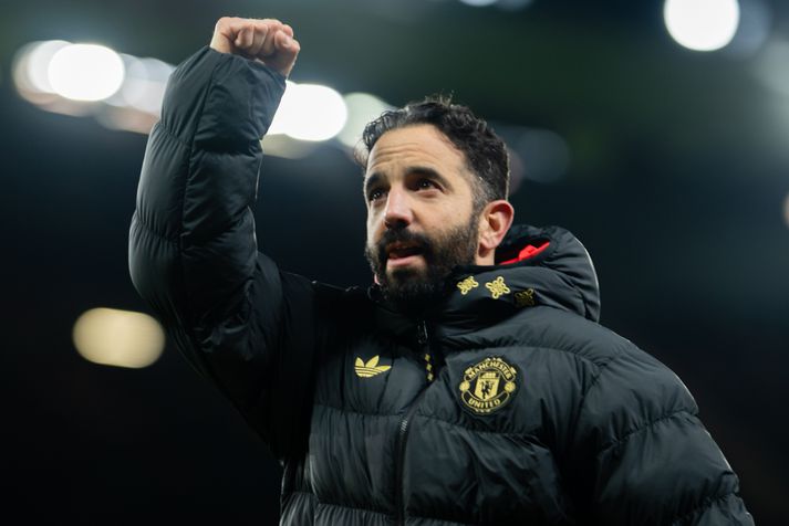 Ruben Amorim fagnar sigri Manchester United á Newcastle United á Old Trafford á öðrum degi jóla.
