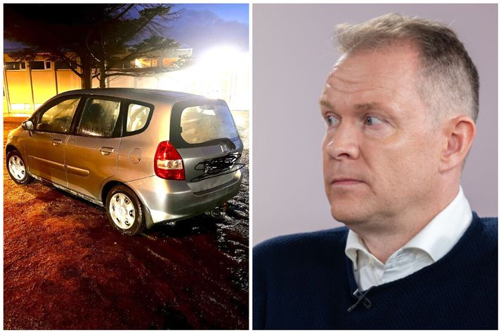 Nýjasta myndin sem Örn Úlfar birti af bíl á grasinu er síðan í gær. Þá fyrstu leiddi hann fyrir sjónir Vesturbæinga í apríl 2018.