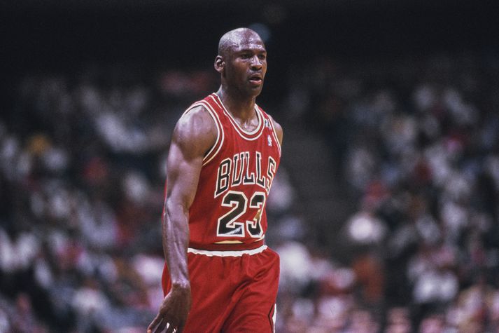 Michael Jordan á árunum með Chicago Bulls þegar hann var besti og vinsælasti körfuboltamaður heims.