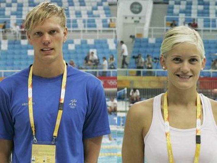 Árni Már ásamt Erlu Dögg Haraldsdóttir en þau synda bæði fyrir ÍRB.