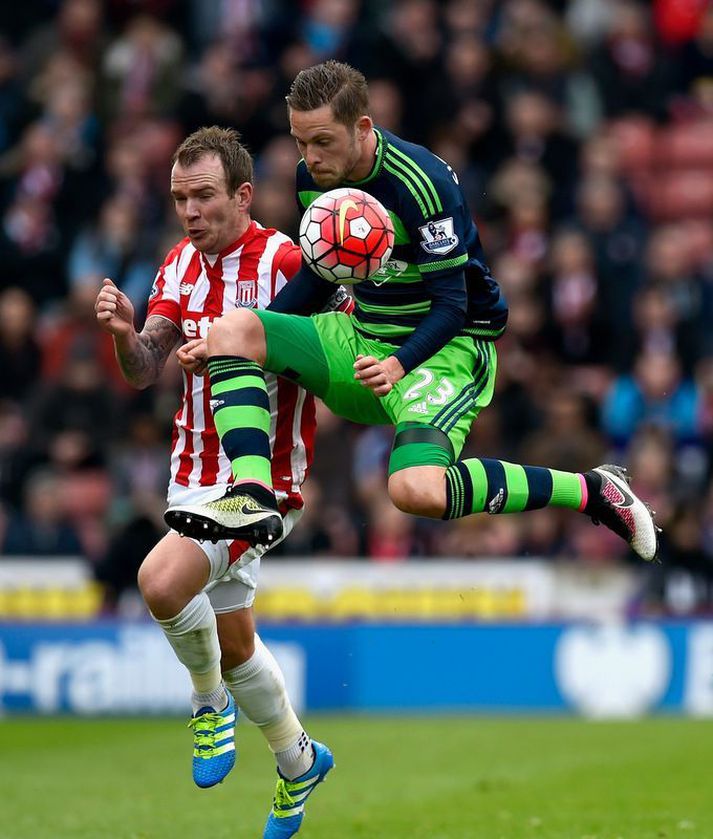 Gylfi Þór Sigurðsson í leiknum á móti Stoke á laugardaginn.