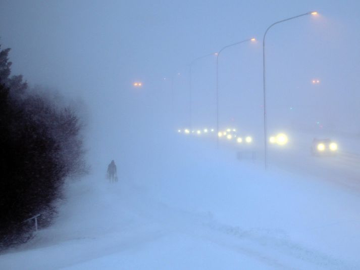 Búist er við því að veðrið nái hámarki á milli 9 og 10, um það leyti sem fólk er á leið í vinnuna.